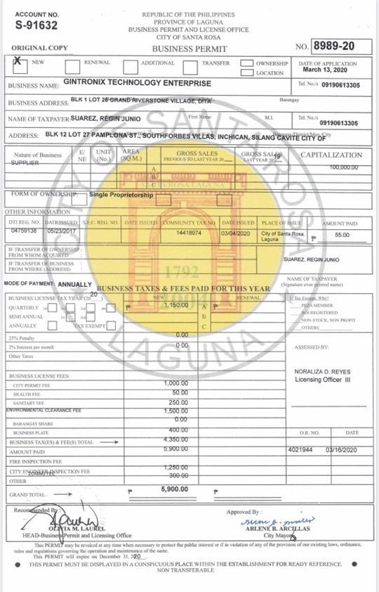 Mayor's Business Permit
