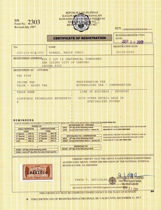 Tax Clearance Document